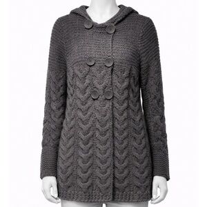 BCBGMaxAzria Charcoal Textured Wool Blend Cardigan